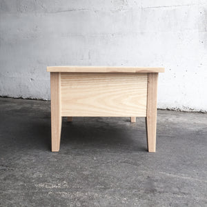 Low Bedside Table, Nightstand, White Ash